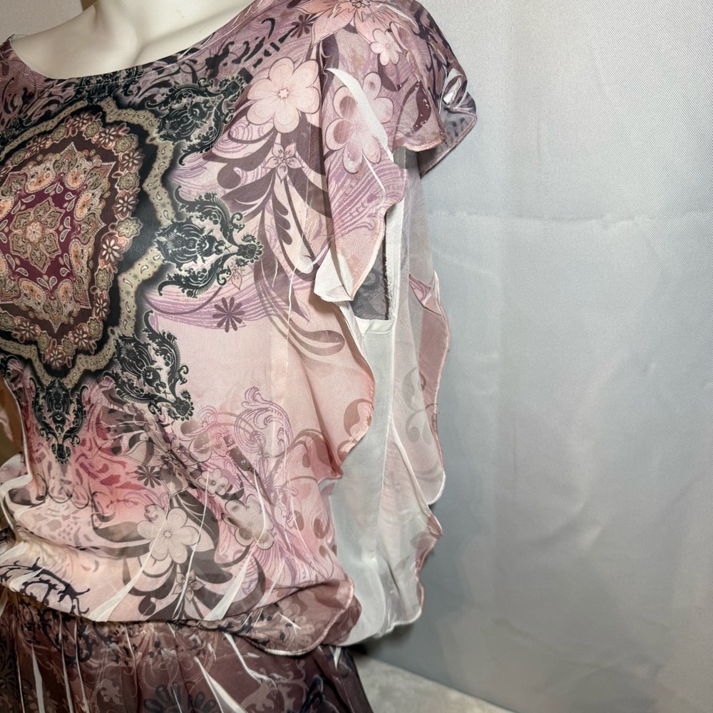 Design Works Sheer Y2K Paisley Top Size M Fairycore Boho Mesh Blouse - Picture 3 of 6